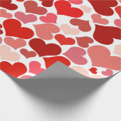 ロマンチックレッドピンクハートデザインバレンタインギフト ラッピングペーパー (角)
