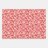 ロマンチックレッドピンクハートデザインフラット ラッピングペーパーシート (正面3)