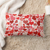 ロマンチックレッドピンクハートラブデザイン ランバークッション (ブランケット)
