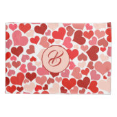 ロマンチックレッドピンクハートラブバレンタインイニシャル 枕カバー (裏面)