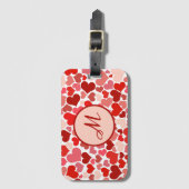 ロマンチックレッドピンクハートラブバレンタイントラベル ラゲッジタグ (正面縦)