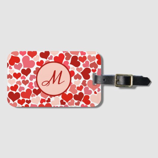 ロマンチックレッドピンクハートラブバレンタイントラベル ラゲッジタグ (正面横)