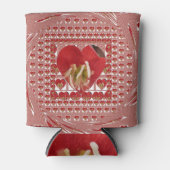 ロマンチックレッドフラワーハートデザイン4特別な瞬間 缶クーラー (正面)