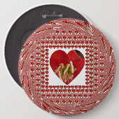 ロマンチックレッドフラワーハートデザイン4特別な瞬間 缶バッジ (正面&裏面)