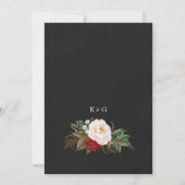 ロマンチックレッドフローラブラックパーチメントアイボリー結婚ズ セーブザデート (裏面)