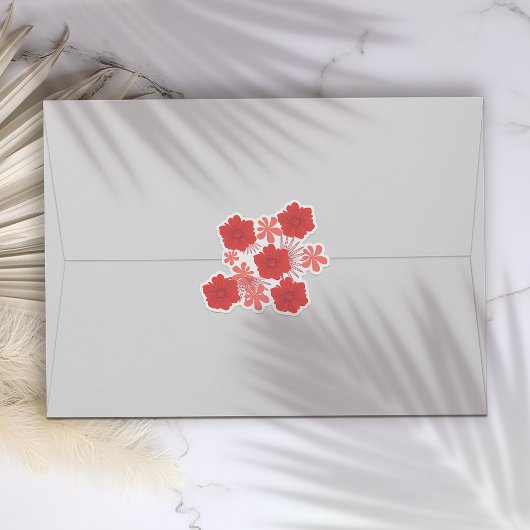 ロマンチックレッドフローラ結婚式用シール シール