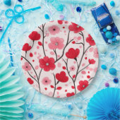 ロマンチックレッドフローラ ペーパープレート (パーティー)