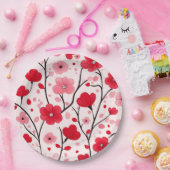 ロマンチックレッドフローラ ペーパープレート (パーティー)