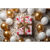 ロマンチックレッドフローラ ラッピングペーパー