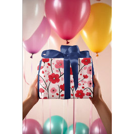 ロマンチックレッドフローラ ラッピングペーパー