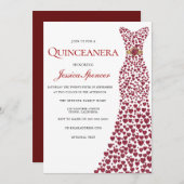 ロマンチックレッドラブハートドレスキンセアニェラ招待状 招待状 (正面/裏面)