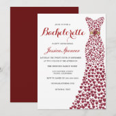 ロマンチックレッドラブハートドレスバチェロレッテ 招待状 (正面/裏面)