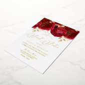 ロマンチックレッドロエレガントーズスウィート16パーティー金ゴールド 箔招待状 (回転した状態)