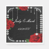 ロマンチックレッドローズアンドダイヤモンド紙 スタンダードランチョンナプキン (正面)