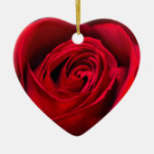 ロマンチックレッドローズイン開花 セラミックオーナメント (正面)