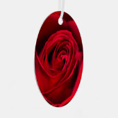 ロマンチックレッドローズイン開花 メタルオーナメント (正面右)