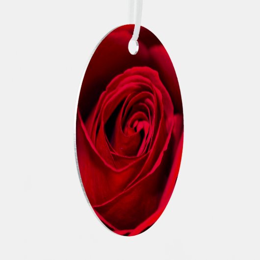 ロマンチックレッドローズイン開花 メタルオーナメント (正面右)