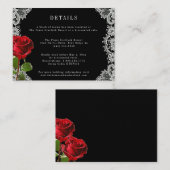 ロマンチックレッドローズビューティフルホワイトレース結婚ズ エンクロージャーカード (正面/裏面)