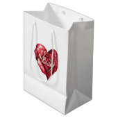 ロマンチックレッドローズフローラハート ミディアムペーパーバッグ (正面アングル)