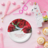 ロマンチックレッドローズ名前をカスタムする結婚ズ ペーパープレート (パーティー)