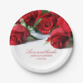 ロマンチックレッドローズ名前をカスタムする結婚ズ ペーパープレート (正面)