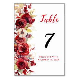 ロマンチックレッドローズ結婚フローラ テーブルナンバー