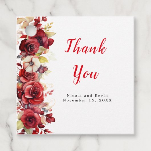 ロマンチックレッドローズ結婚フローラ フェイバータグ (正面)