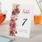 ロマンチックレッドローズ結婚フローラ 台座サイン (インサイチュ)