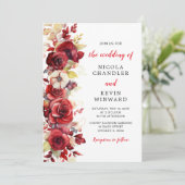 ロマンチックレッドローズ結婚フローラ 招待状 (スタンド正面)