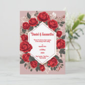 ロマンチックレッドローズ結婚式招待状 招待状 (スタンド正面)