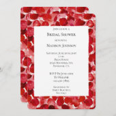ロマンチックレッドローズ花びらフローラブライダルシャワー 招待状 (正面/裏面)