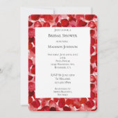 ロマンチックレッドローズ花びらフローラブライダルシャワー 招待状 (正面)