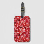 ロマンチックレッドローズ花びらフローラ ラゲッジタグ (正面縦)