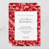 ロマンチックレッドローズ花びら結婚フローラ 招待状 (正面/裏面)