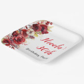 ロマンチックレッドローゼスフローラ誕生日 ペーパープレート (傾斜あり)