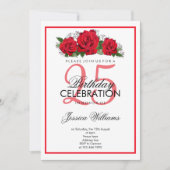 ロマンチックレッドローゼス誕生日 招待状 (正面)