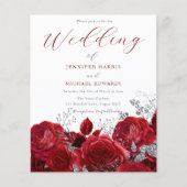 ロマンチックレッドローゼズバジェット結婚式招待状 (正面)