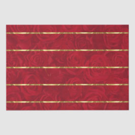 ロマンチックレッドローゼズ金ゴールドアクセント 薄葉紙