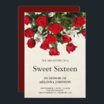 ロマンチックレッドローゼブーケSweet sixteen 招待状<br><div class="desc">美しいバラの花束とエレガントヴィンテージのパーチメントの背景を備えたsweet sixteen招待でゲストを驚かせる。単にイベント詳細をこの使い慣れた簡単テンプレートに追加し、簡単に招待できるようにする。</div>