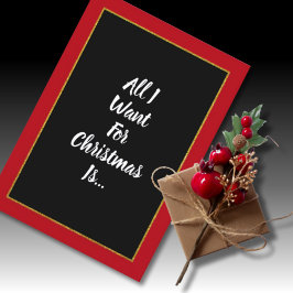 ロマンチックレッド金ゴールドブラッククリスマス カード