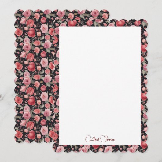 ロマンチックレッド&ピンクボタニカルバラ 招待状 (正面/裏面)