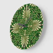 ロマンチックレトロアールデコダマスクグリーン金ゴールド01 ラージ壁時計 (傾斜)