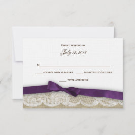 ロマンチックレースと濃い紫の反応 出欠カード