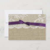 ロマンチックレースと濃い紫の反応 出欠カード (裏面)