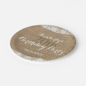 ロマンチックレースバーラップ20th誕生日紙プレート ペーパープレート (アングル)