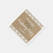 ロマンチックレースバーラップ30th誕生日紙ナプキンス スタンダードカクテルナプキン (角)