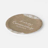 ロマンチックレース&バーラップキンセニェラ紙プレート ペーパープレート (アングル)