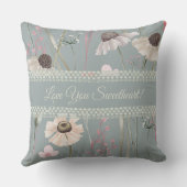 ロマンチック🌸ワイルドフラワーカモミールレース クッション (裏面)