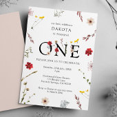 ロマンチックワイルドフラワーガール1st誕生日招待状 招待状