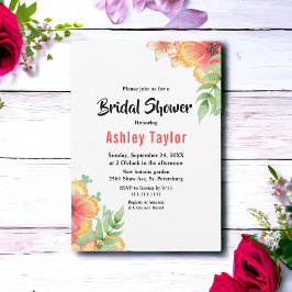 ロマンチックワイルドフラワーボタニカルフローラブライダルシャワー 招待状
